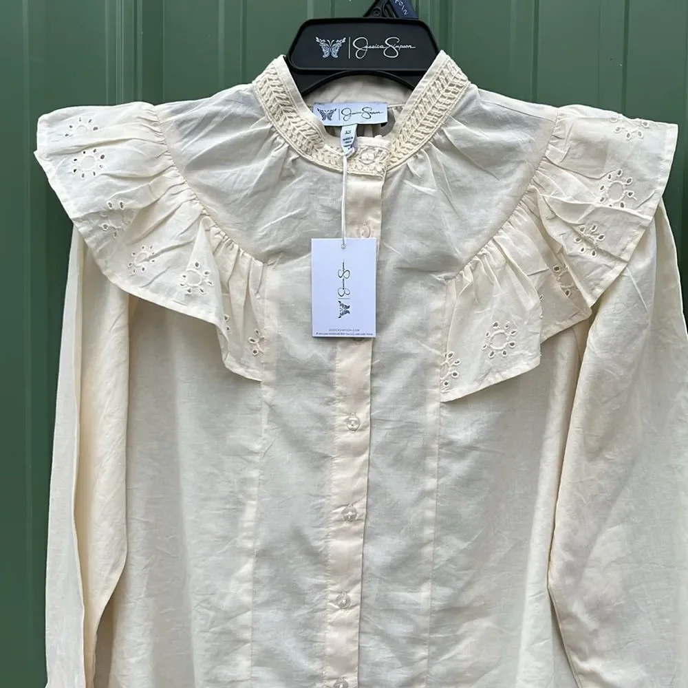 Women’s Lightweight Arista Ruffle Long Sleeve Shirt Blouse Size XS - Picture 2 of 10